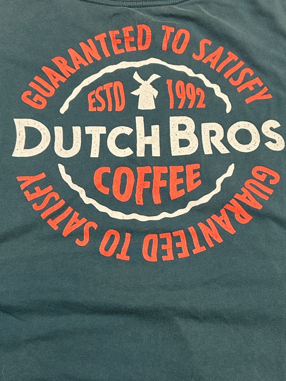 Dutch Bros Blue Short-Sleeve Logo Tee with Coral Accent L